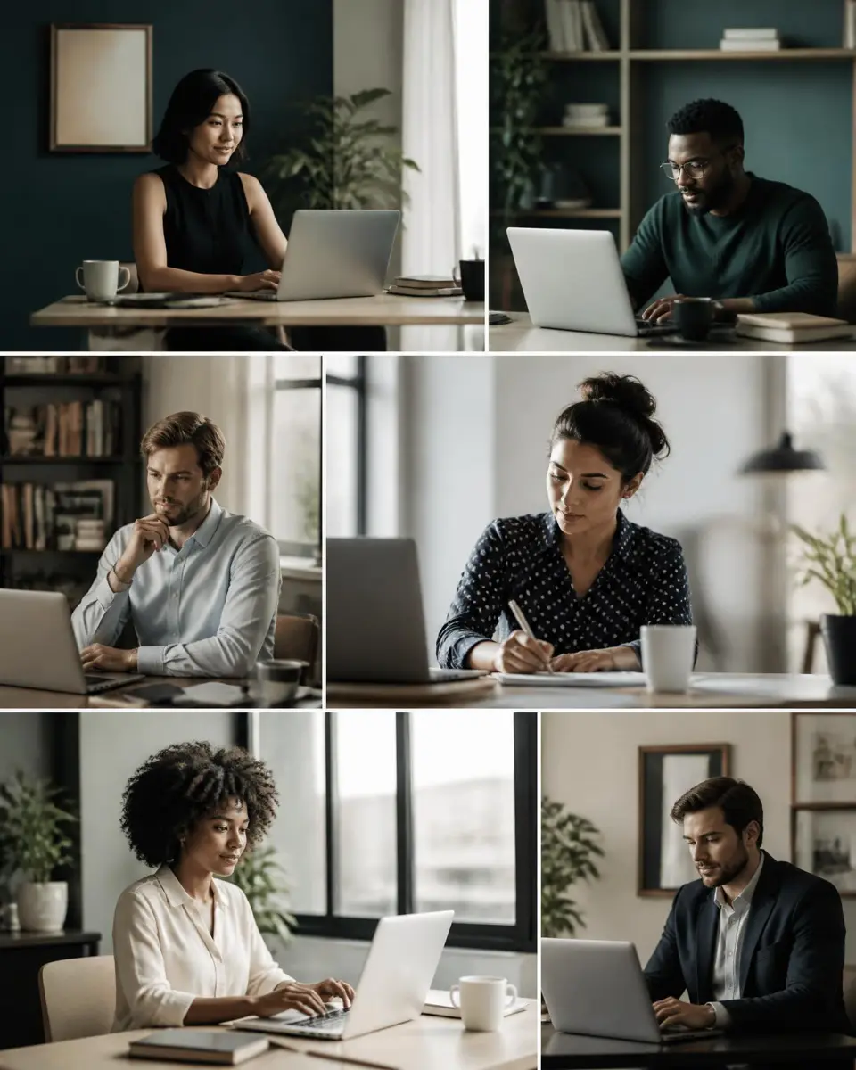 Remote professionals from My Virtual Staffings working across admin, support and marketing roles